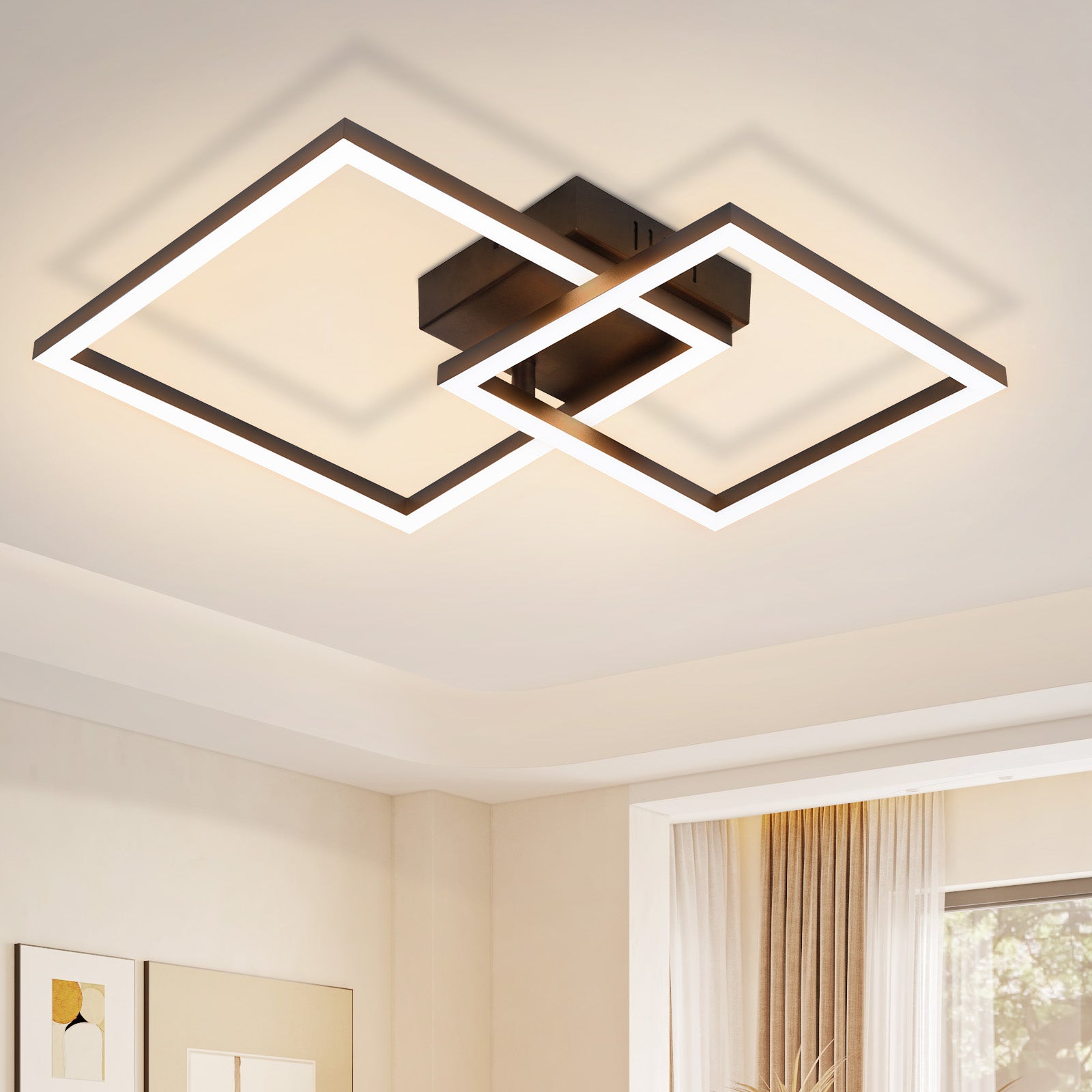 NETTLIFE Plafonieră LED-uri lumina de zi - 20W lampă de salon alb cald lampă de cameră design modern negru