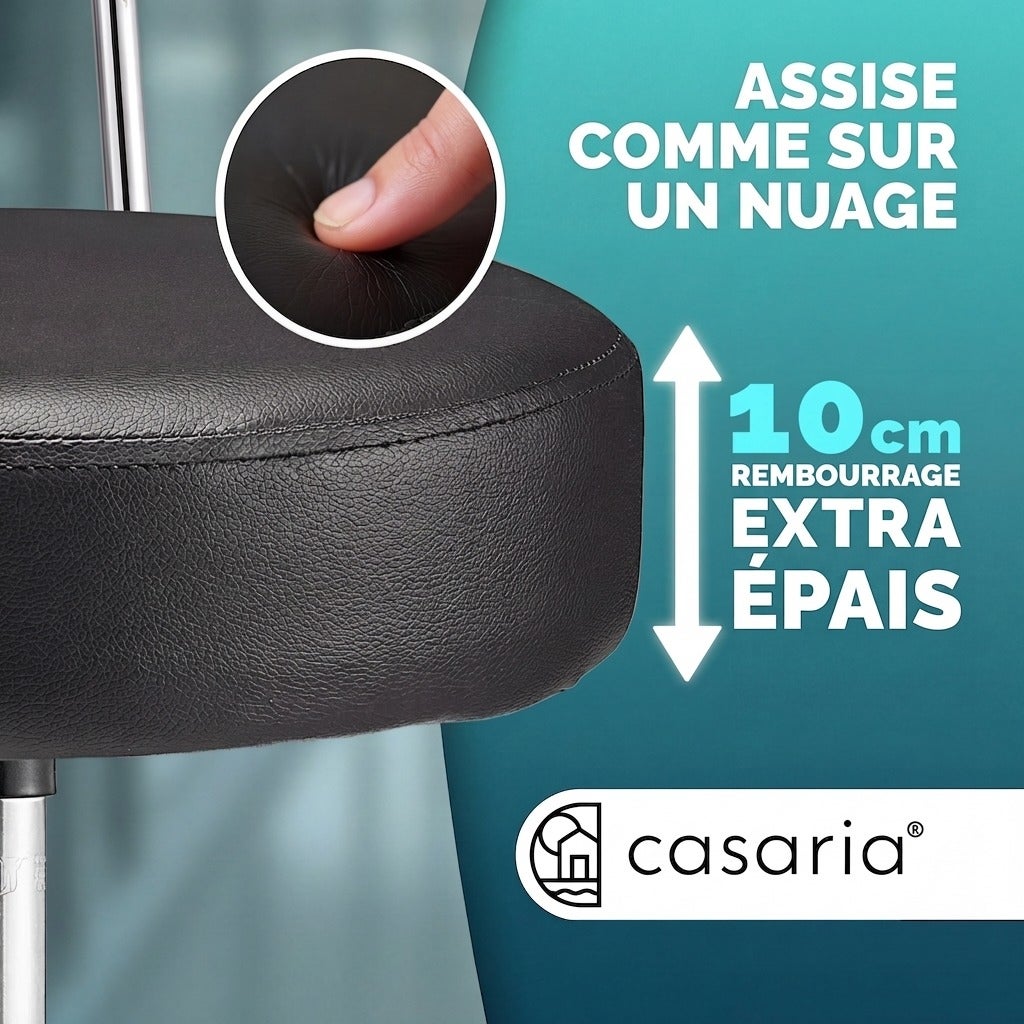 CASARIA® Chaise Bureau Gaming noire Pivotante Avec Dossier, Siège Similicuir Réglable Sur Roulettes Fauteuil Salon Polyvalent tabouret coiffeuse - 3