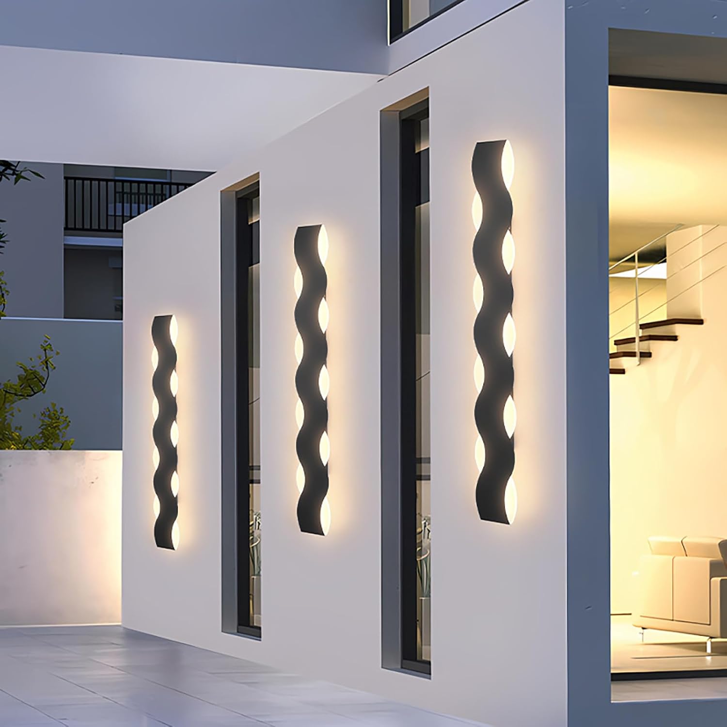 Applique murale d'extérieur longue, simple et moderne, à LED, pour salon, étanche IP65, noire, luminaire d'intérieur (lumière chaude, 40 cm) - 2
