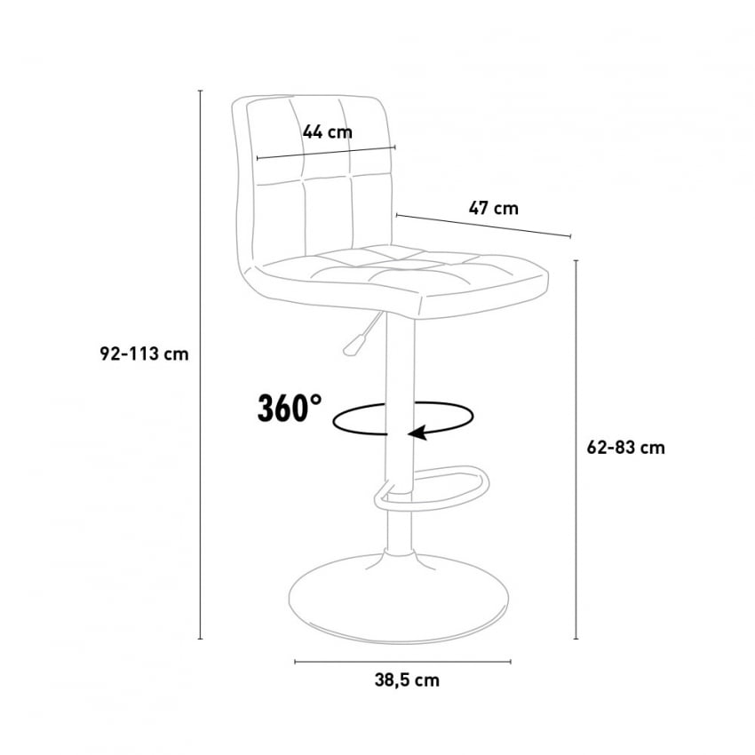 Tabouret de bar cuisine fixe pivotant réglable dossier repose-pied Atlanta - noir - 6