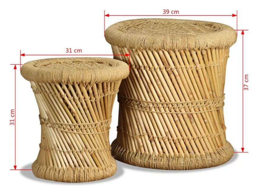 Tabouret bas rond bambou et jute Kaidi - Lot de 2 - 6