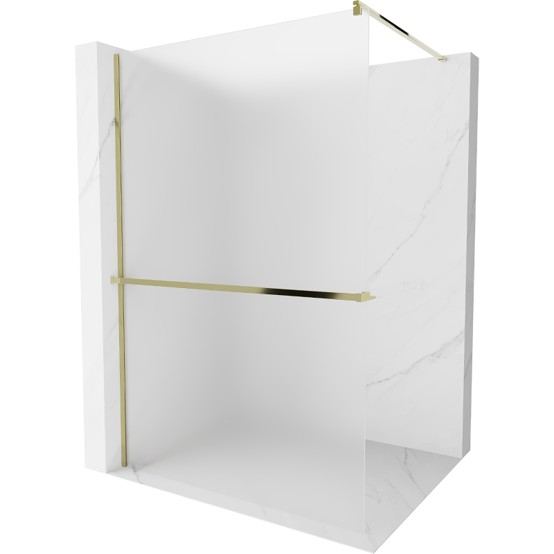Mexen Kioto+ ścianka prysznicowa z półką Walk-in 90 x 200 cm, szron, złota - 800-090-121-50-30