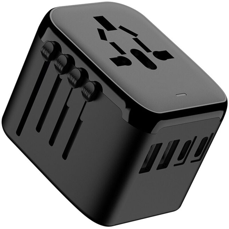 Uniwersalny adapter podróżny – z 2 portami USB, 2 portami USB-C i 1 gniazdem sieciowym – Międzynarodowe adaptery wtyczek
