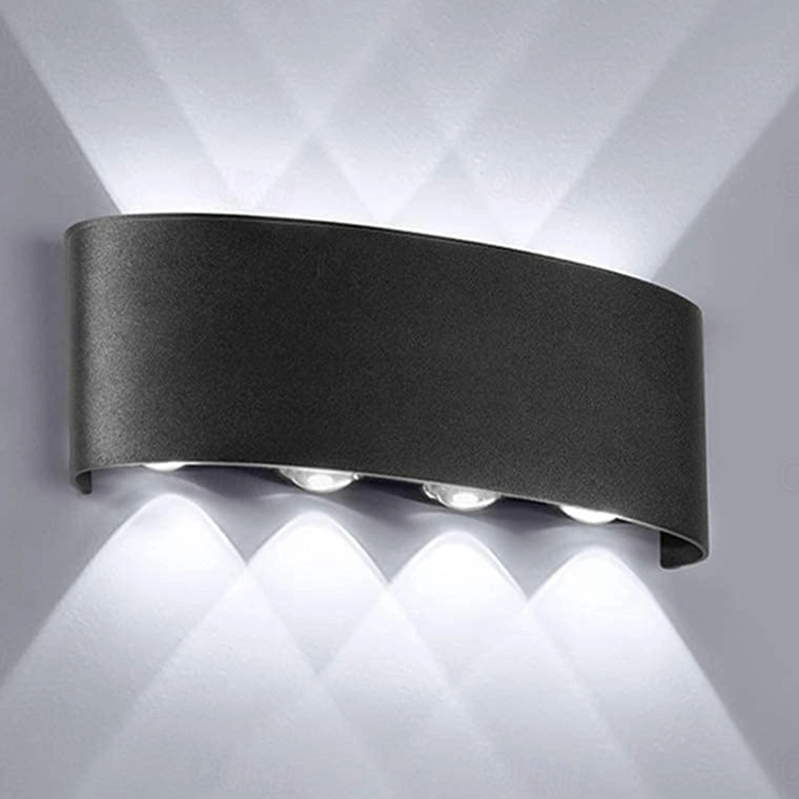 Lampa ścienna LED do wnętrz i na zewnątrz, aluminiowa lampa ogrodowa 8 W, lampa ścienna 8 LED, wodoodporna IP65, światło białe 6000 K