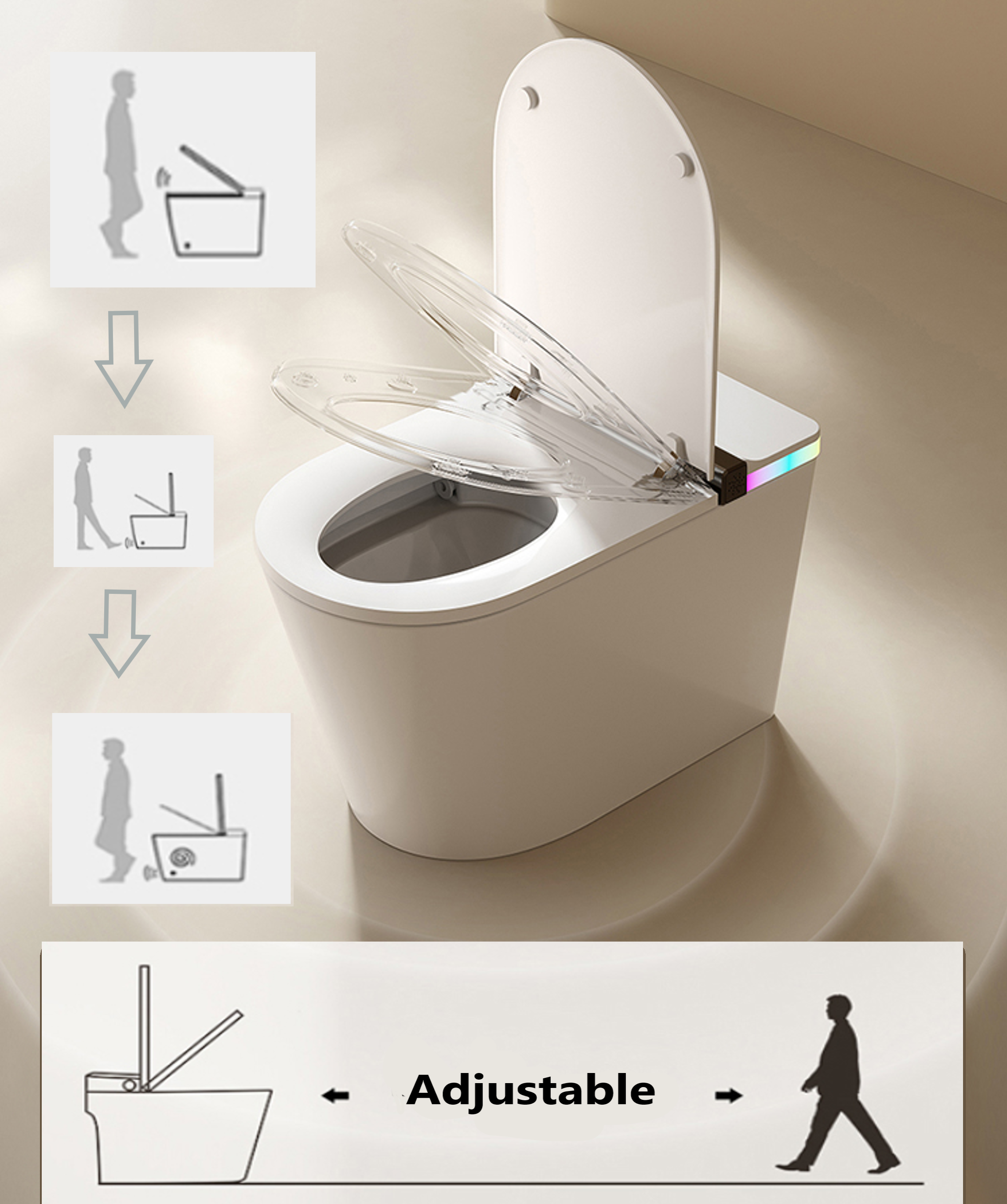 INODORO JAPONÉS WC INTELIGENTE NASHI IANNA A PARED, SECADO ULTRARÁPIDO, ANTI-OLOR, SILENCIOSO, NO NECESITA DEPÓSITO NI PRESIÓN DE AGUA - 3