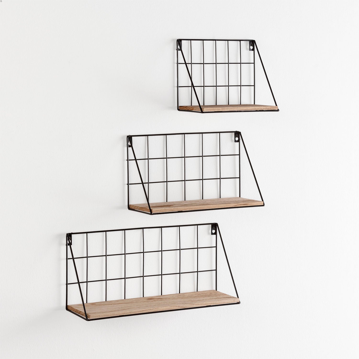 Set de 3 estantes de pared amede metal negro