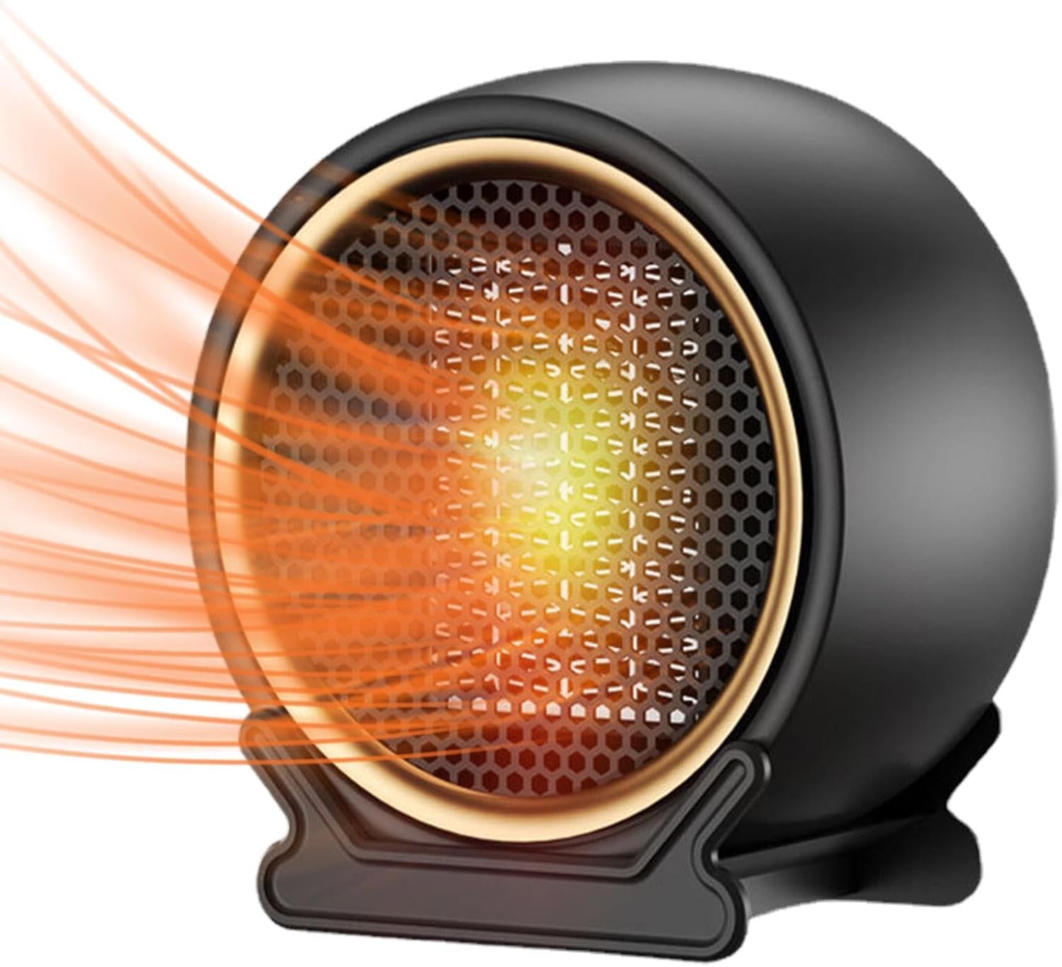 Nagrzewnica elektryczna z wentylatorem, PTC 1200 W, cicha, 2 poziomy grzania, energooszczędna, bezgłośna, zabezpieczenie przed przegrzaniem (czarna)