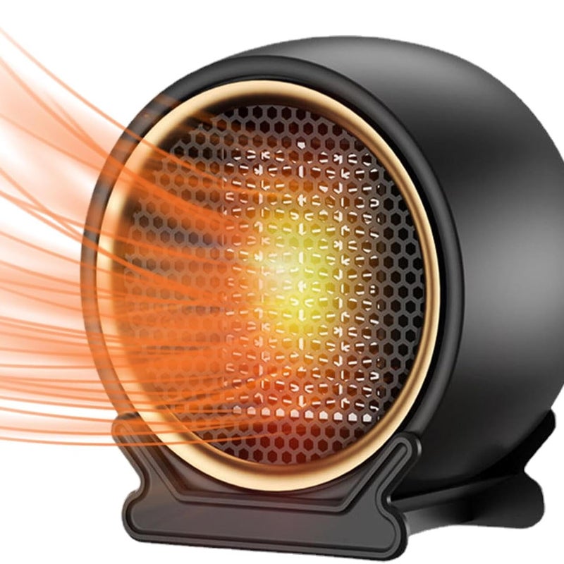 Nagrzewnica elektryczna z wentylatorem, PTC 1200 W, cicha, 2 poziomy grzania, energooszczędna, bezgłośna, zabezpieczenie przed przegrzaniem (czarna)