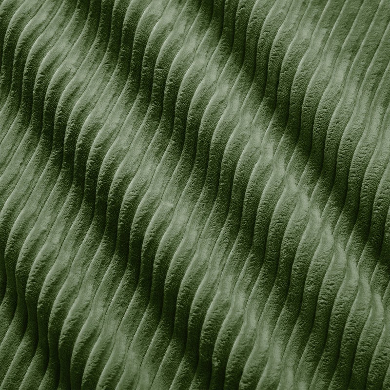 Canapé 3 places d'angle modulable - en Velours côtelé - avec 3 oreillers et pouf - 298x178x70cm - Vert - 4