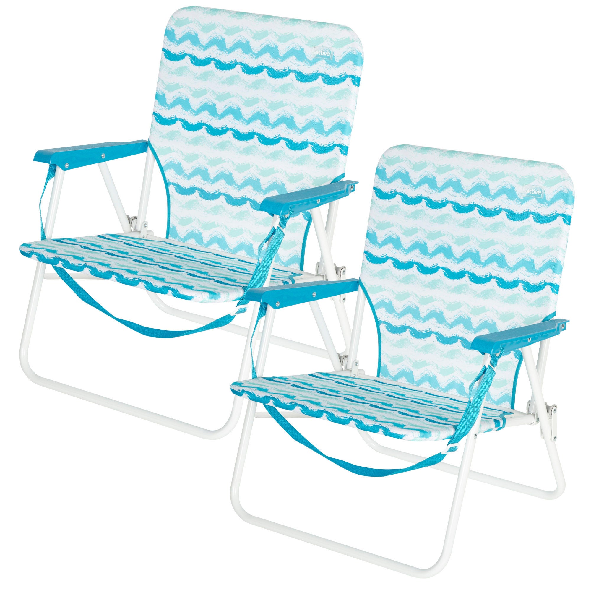 Aktive pack 2 sillas plegables camping bajas fijas 45x40x70 cm negras con posavasos