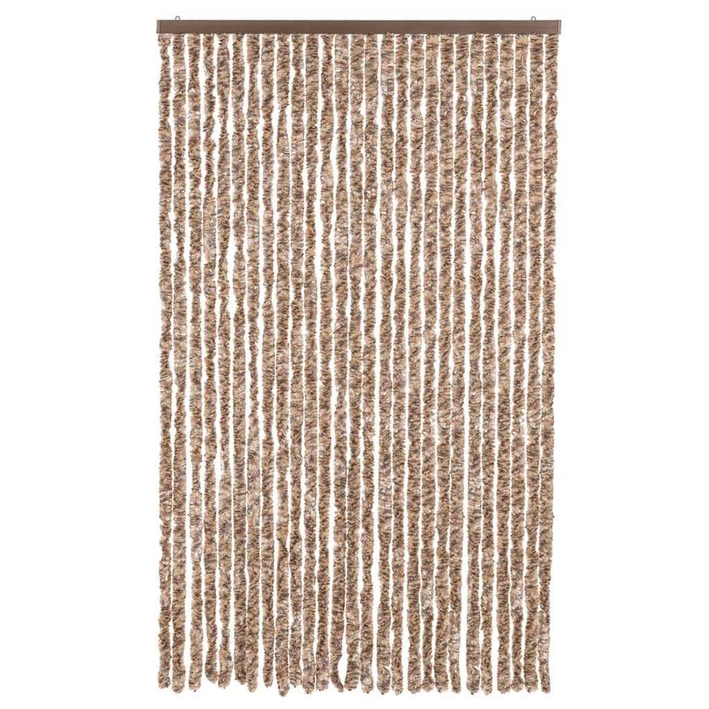 Rideau anti-mouches beige et marron foncé 118x220 cm chenille CFW65086 - 3
