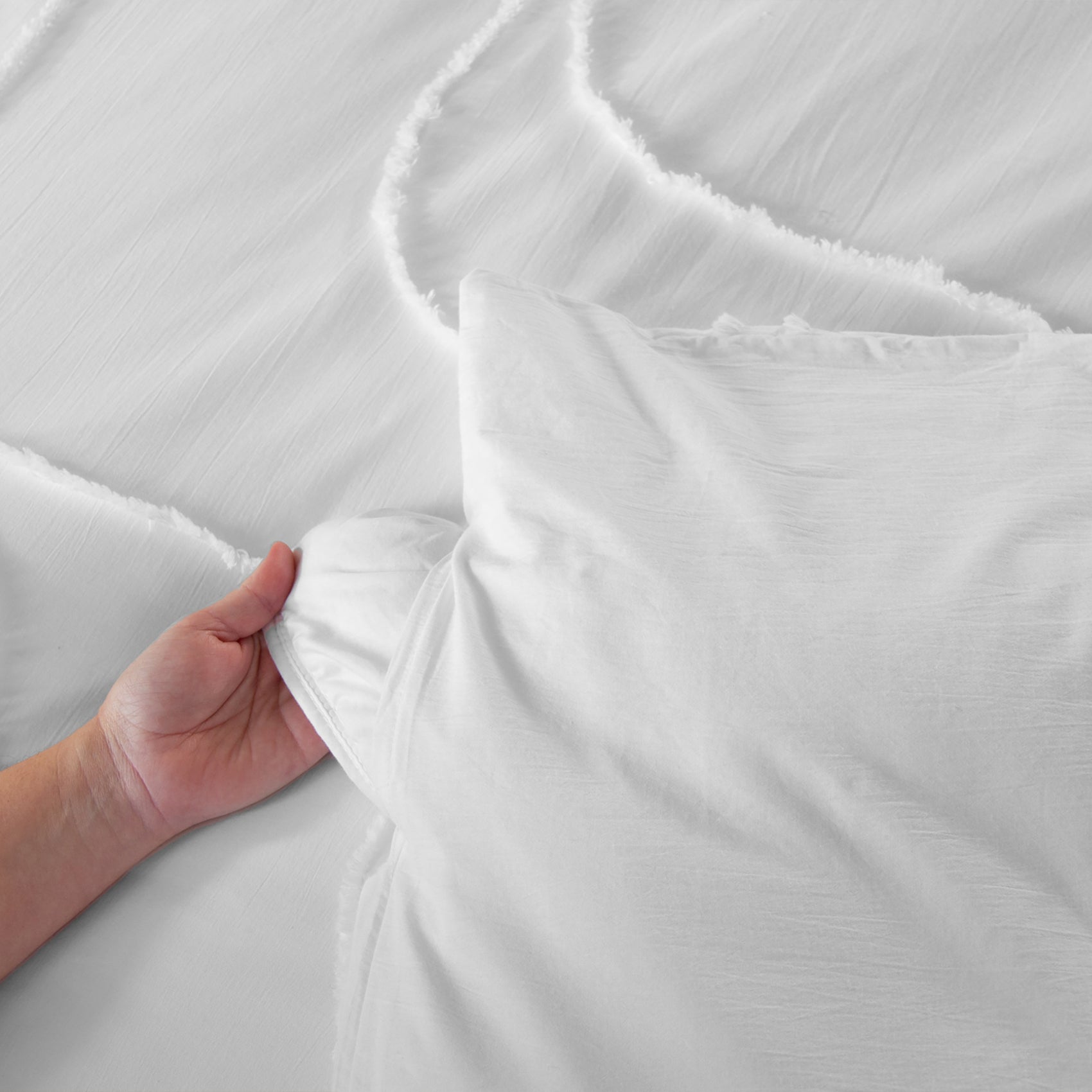 Parure de lit JAJA – 240x220 cm – Coton BCI lavé tufté – 52 fils/cm² – Blanc - 220x240cm - Blanc - 2