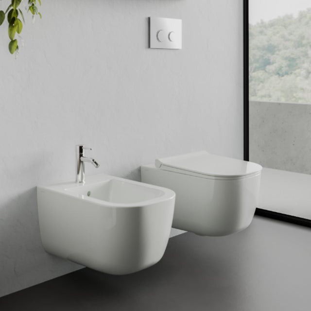 Coppia Sanitari Sospesi Mirto in Ceramica Dolomite con Sedile Softclose