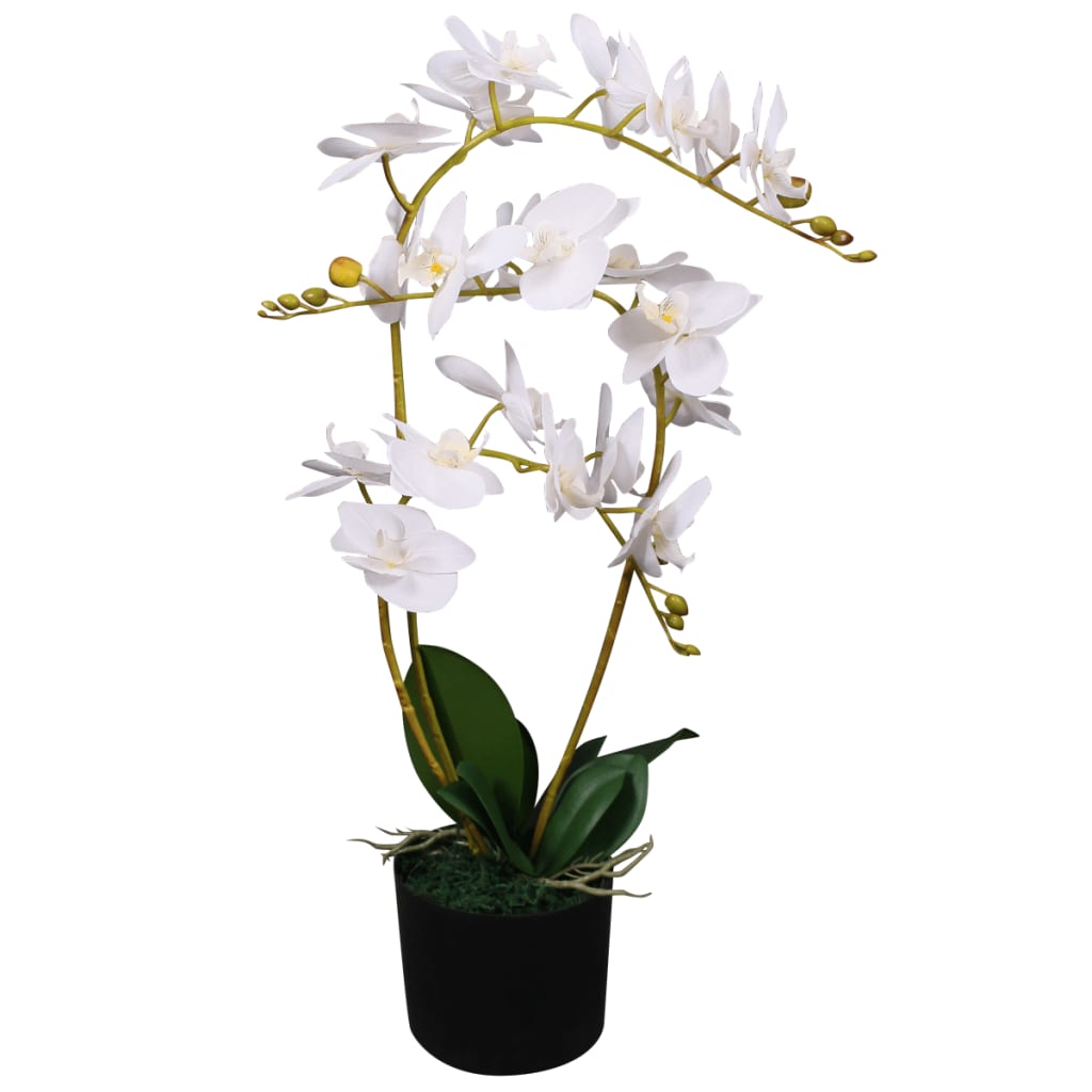 The Living Store - Plante artificielle avec pot Orchidée 65 cm Blanc - 3