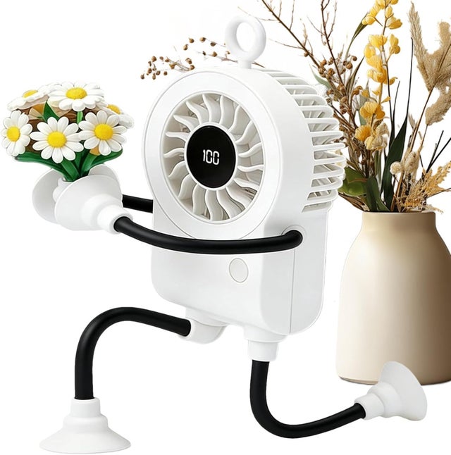Rafraîchisseur d'air robotisé, ventilateur de bureau rechargeable, 26,5x8,5 cm – design innovant, idéal pour cuisine et chambre d'étudiant.