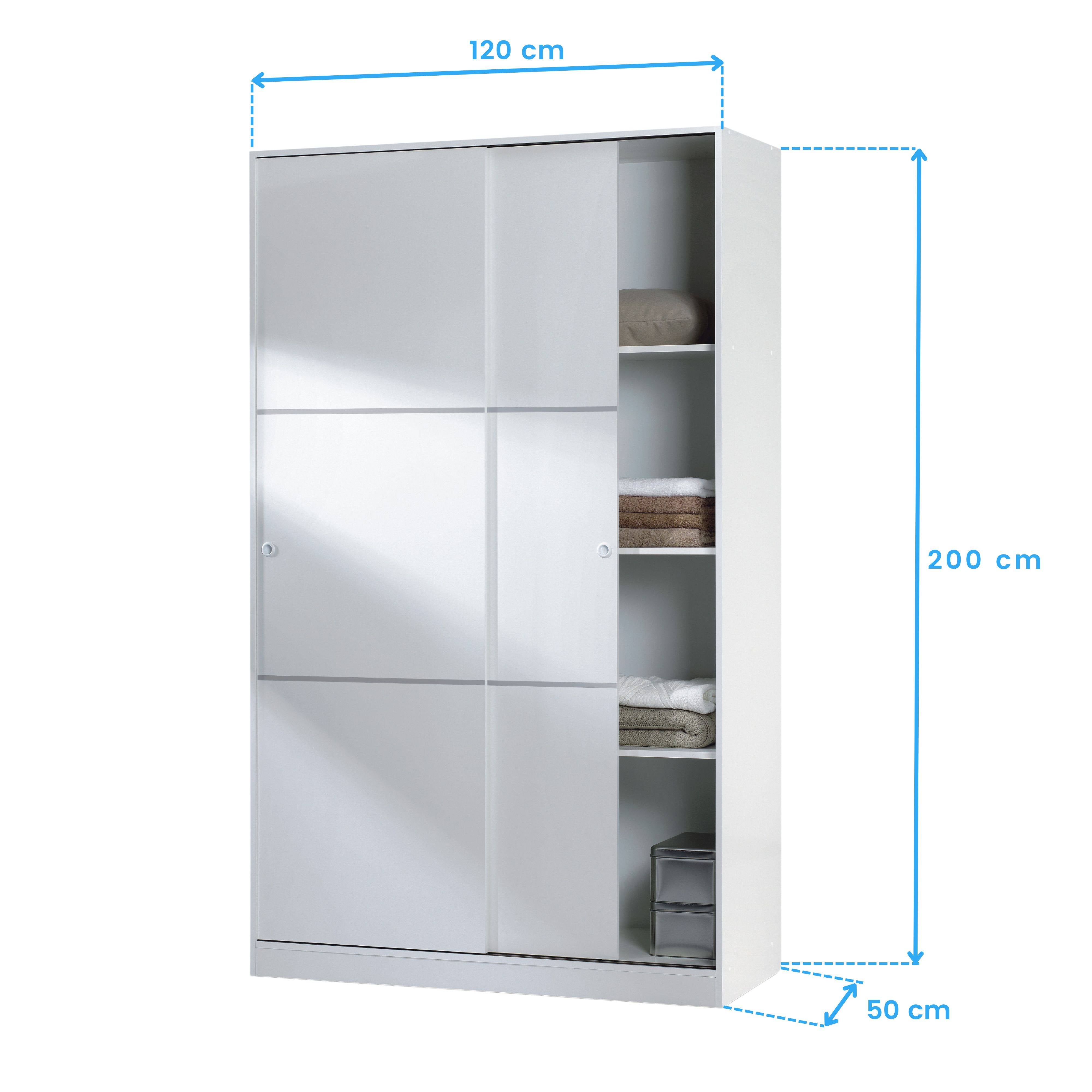Armoire FLORA 2 portes coulissantes L120 x H200cm - Blanc - 8
