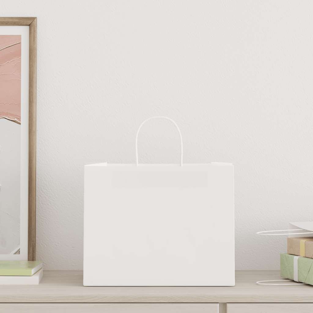 Torby papierowe 250 szt. z uchwytami białe 32x22x24 cm vidaXL