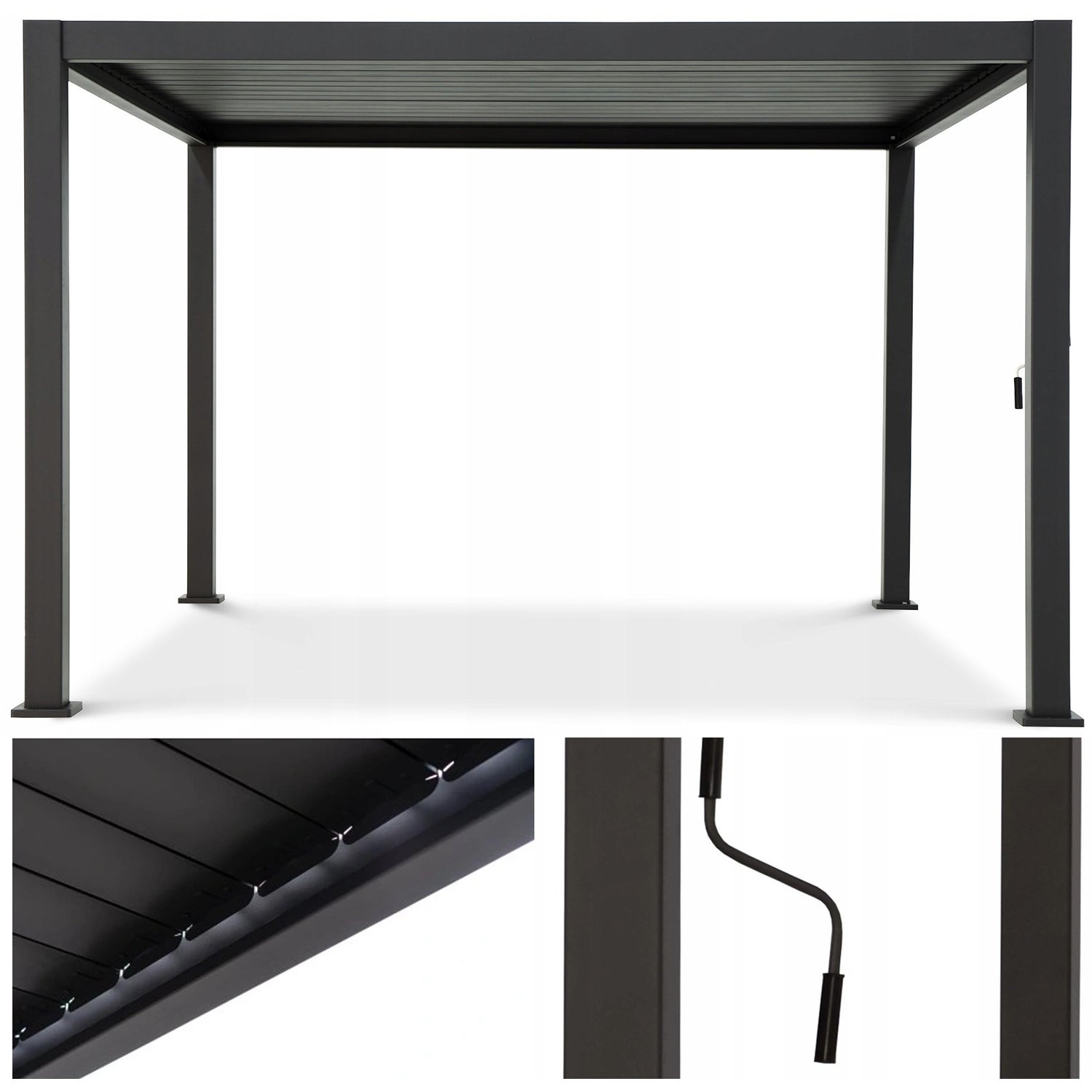 Pergola Aluminiowa 3x4 Ogrodowa Premium 300x400 Tarasowa 4x3 Otwierany 1 szt - 6