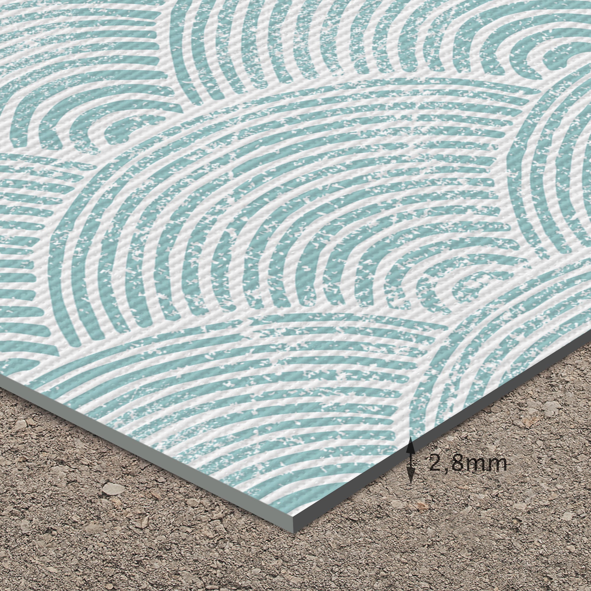 Tapis PVC Intérieur/Extérieur Vagues Japonaises Turquoise 200x300 cm - Vinyle imprimé antidérapant, lavable et résistant pour terrasse et maison. - 3