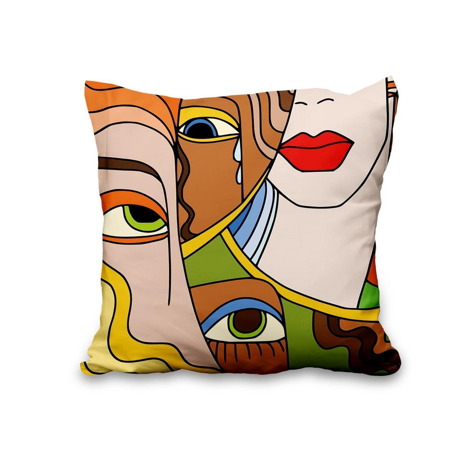 Housses de coussin 45x45 cm, lot de 4, polyester court peluche, motif ...
