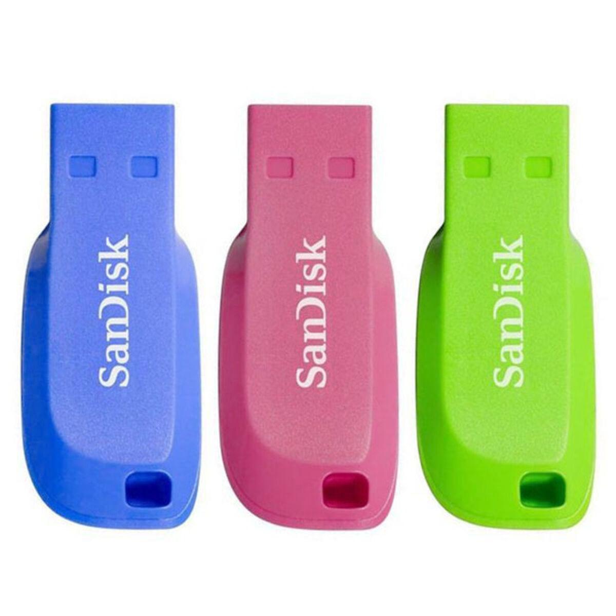SanDisk Cruzer Blade 3x 32GB unit flash USB USB tipo A 2.0 Blu Verde ...
