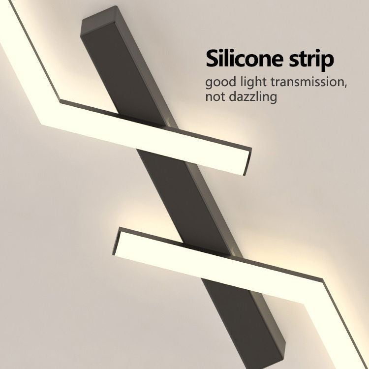 Lampa sufitowa, 100 cm, lampa sufitowa LED, nowoczesna lampa ścienna, metalowy żyrandol, barwa światła 3000 K, kolor czarny - 5