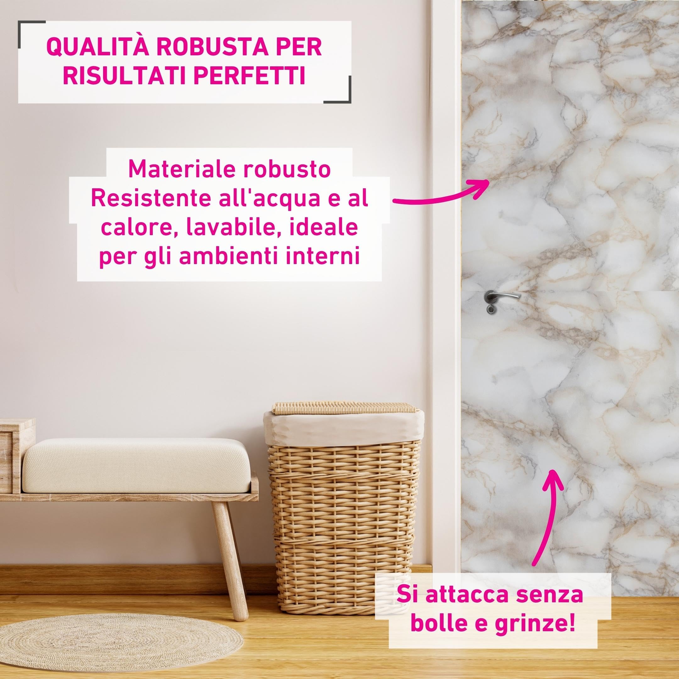 Venilia Pellicola Adesiva 53418-Pellicola Effetto, mobili, Carta da Parati, autoadesiva, Senza ftalati, 90 cm x 2,1 m, Colore, PVC, Marmo Bianco, 2 un - 3