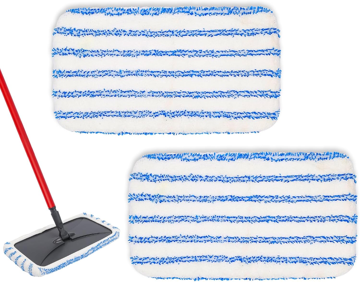 Lot De 4 Têtes De Rechange Microfibre Pour Balai Leifheit Clean Twist - Blanc/Bleu