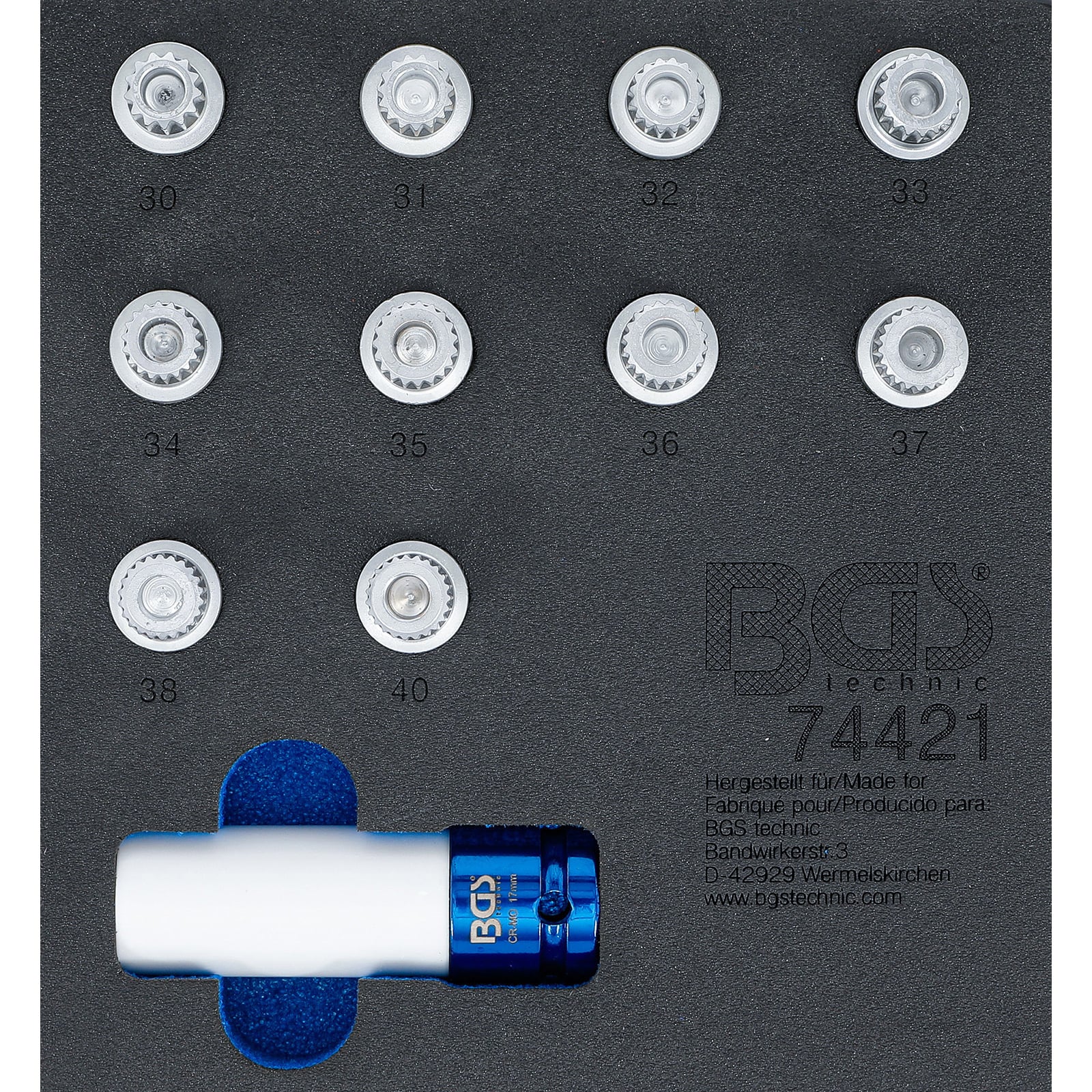 Insert de servante d'atelier 1/6 : Jeu d’outils pour écrous antivol pour BMW | 11 pièces - 2