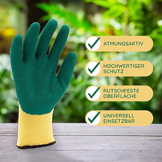 Lot de 3 paires de gants de jardinage pour homme et femme | Gants de jardin | Résistants aux épines | Gants de jardin | Revêtement en latex | Polyeste - 2