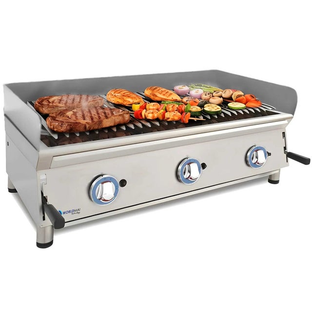 Plancha Para Barbacoa De Acero Inoxidable De 45 X 30 Cm, Con Asas Removibles, Ideal Para Gas Y Carbón, Cocina Sin Grasa Y Fácil Limpieza