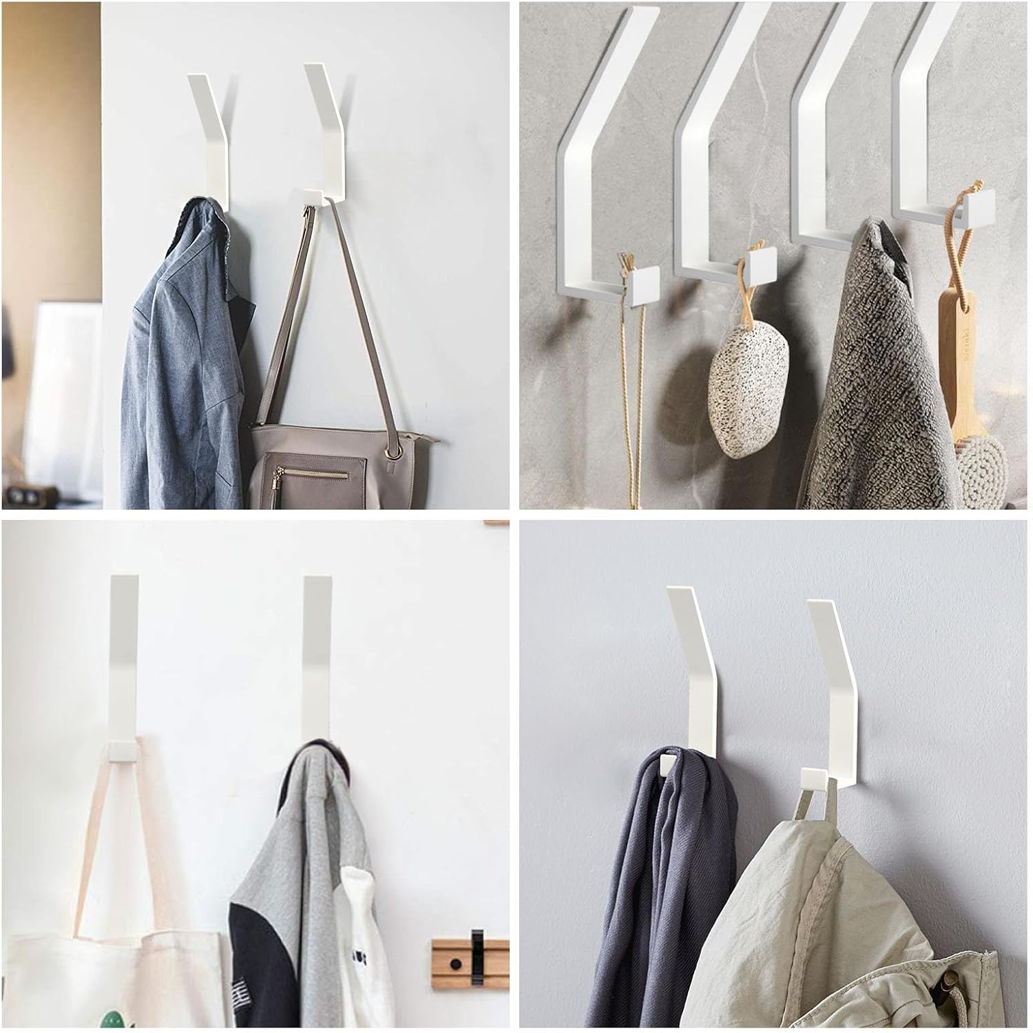 (Bianco) 6 ganci appendiabiti, ganci appendiabiti moderni per giacche, cappotti, vestiti, sciarpe, borse e altro ancora - 4