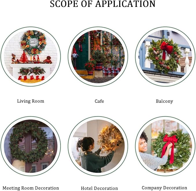 Grinalda de natal de 30cm, decorações de natal, grinalda de natal artificial, decoração de árvore de natal, material de decoração de natal - 6