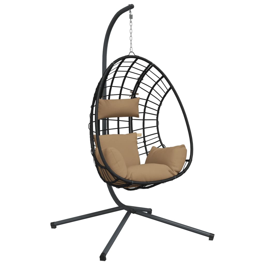 Chaise Œuf Suspendue En Osier - Hamac Pliable Intérieur/Extérieur - Support Inclus, Capacité 330 Lbs
