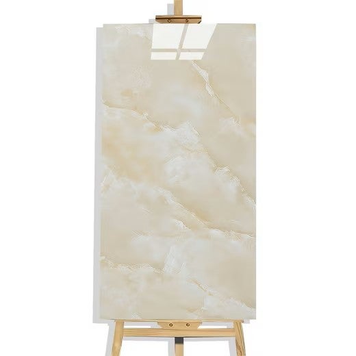 Crédence de Cuisine 3D Losange Effet Marbre Jaune - 5 Panneaux Autocollants Imperméables Imitation Marbre de Luxe pour Salle de Bain - 2