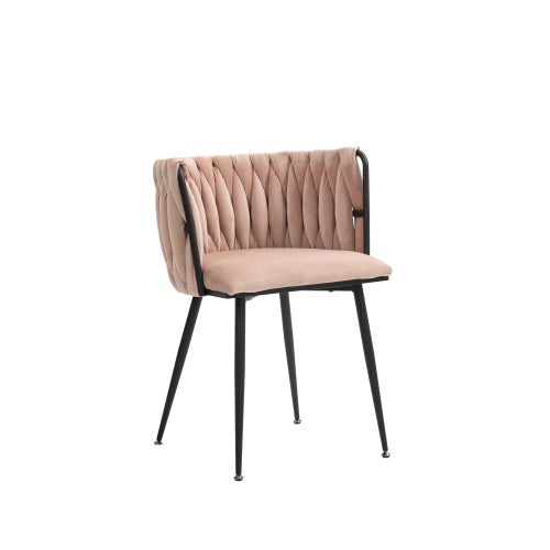Juego de sillas de comedor de terciopelo moderno y lujoso con patas de metal dorado