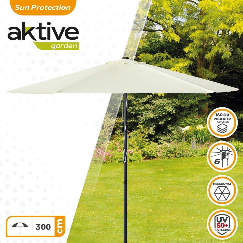 Guarda-chuva de jardim hexagonal Ø300 cm com sistema de roldana dupla Aktive - 2