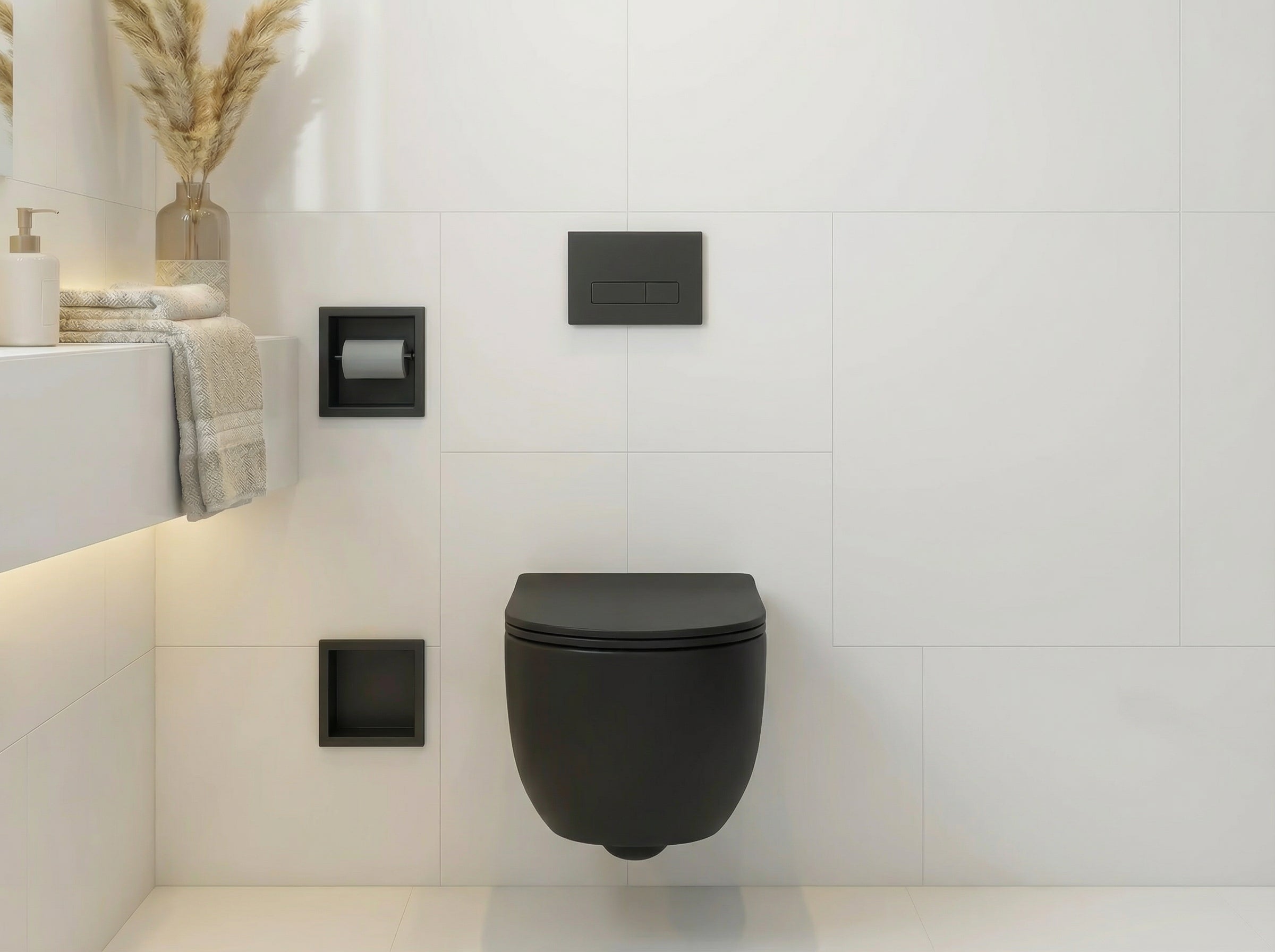 MEGA PACK : Élément de cloison Duofix + Toilettes Slim Soft-Close ROLO Noir + Tapis + Wallbox et plaque en noir - 3