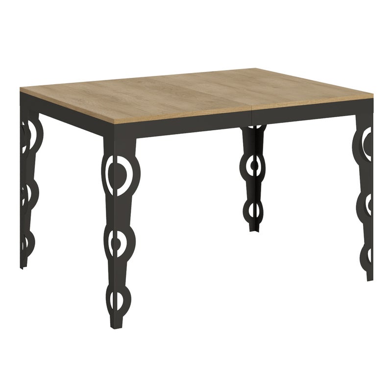 Rozkładany stół Karamay Evolution 90x120/380 cm z ramą z naturalnego dębu i wykończeniem w kolorze antracytowym