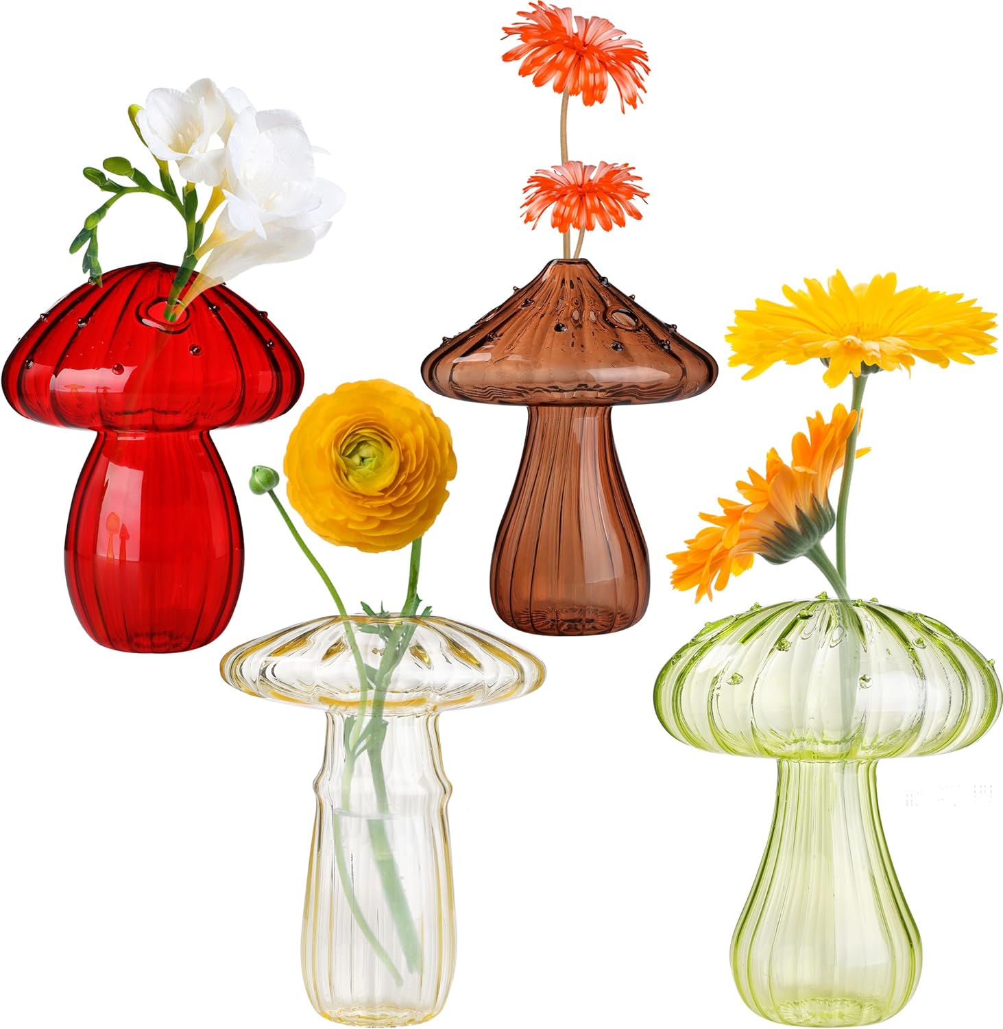 Lot de 4 pots de fleurs en verre en forme de champignon, station de propagation de plantes