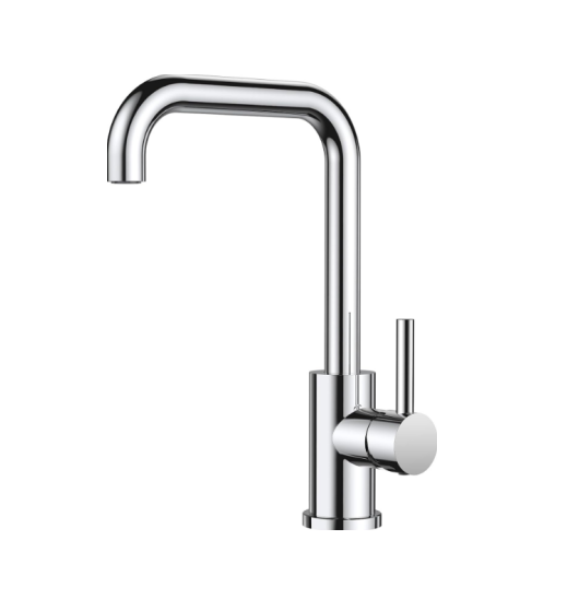 Robinet Cuisine, Mitigeur Cuisine Douchette, Pivotant à 360, Acier Inoxydable, Forme en L Monolevier pour 1 Trou,Chromé, avec tuyau G3/8