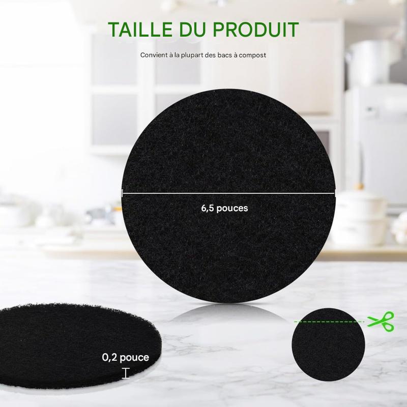 Lot De 8 Filtres Charbon Actif Rond 16 Cm Pour Poubelle à Compost - Filtre Coton Anti-Odeurs Évier Cuisine - Rechange Écologique