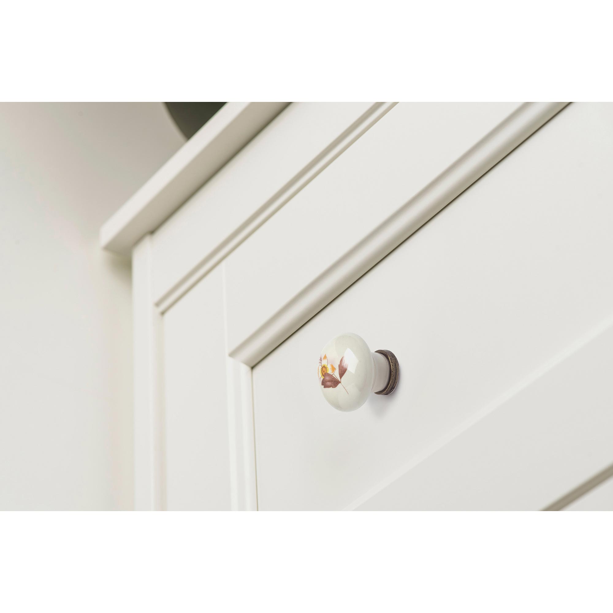 Bouton de meuble | Style classique | En Porcelaine - Zamak | Finition florale marron | Mesures 30*30*27mm | Système de fixation vissé | Comprend des - 5