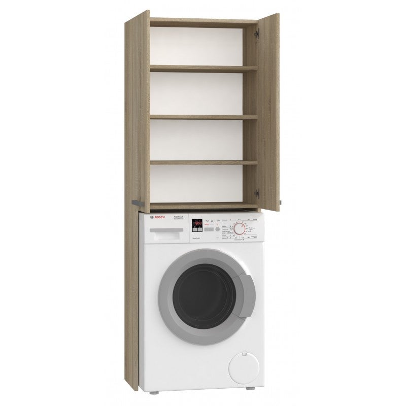 COMO - Meuble pour machine à laver style moderne - 183x64x30 - 2 portes+4 étagères - Sonoma - 2