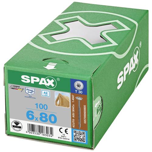 SPAX 0257000600605 R 88193 m.Spitze/T-STAR TG Vis à bois 6 mm 60 mm T-STAR plus acier inoxydable A2 100 pc(s) - 3
