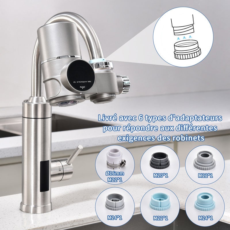 Système filtreur d'eau robinet - Filtre le chlore, les sédiments, l'oxyde, les nitrates, les pesticides. Filtre sur robinet,Convient aux robinets - 6