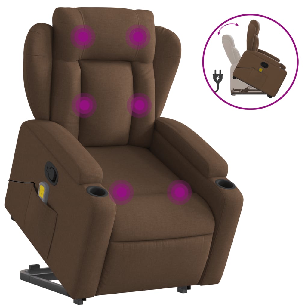 Silla de masaje | sillón de relax | silla de relax reclinable de pie de tela marrón cfw494045