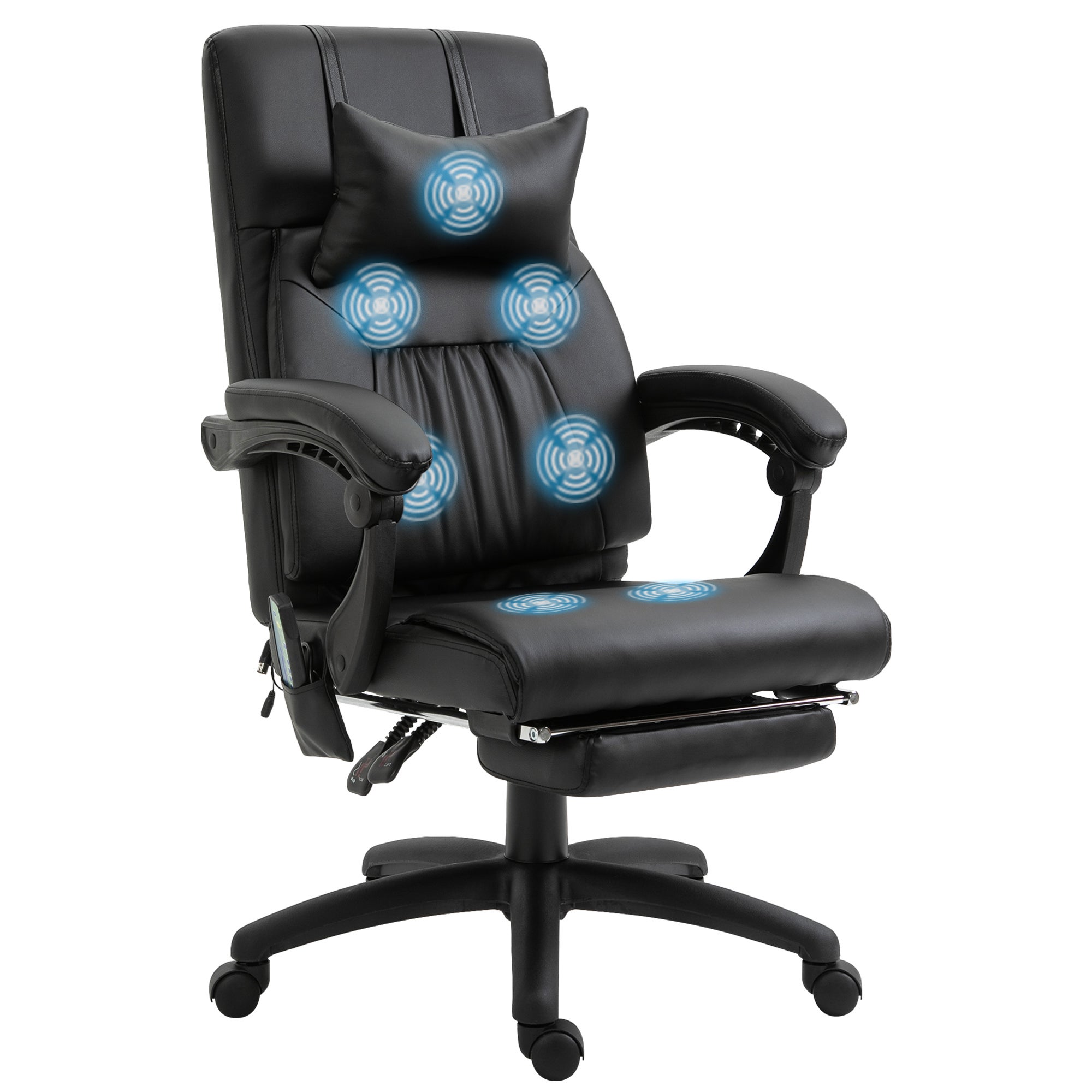 Vinsetto Fauteuil de Bureau, Chaise Ergonomique, pivotant, Hauteur réglable, Dossier inclinable, Repose-Pied Appui-tête réglable, Soutien Lombaire, Tissu en Maille, Noir