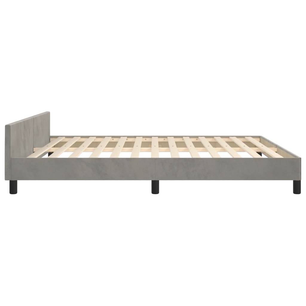 Cadre de lit sans matelas gris clair 160 x 200 cm en velours - 7