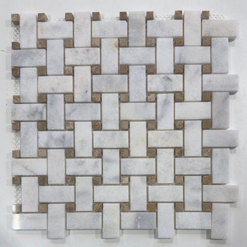 Albedo Pierre - Mosaïque Tissage panier en Marbre Blanc - Emperador